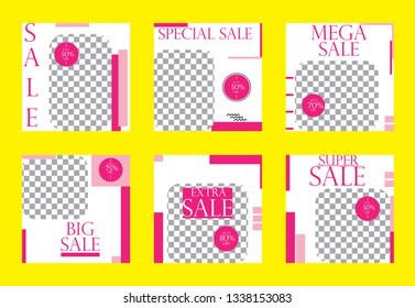 Set media banners with discount offer. Shopping background, label for business promotion. Can be used for website and mobile website banners, web design, posters, email and newsletter designs.