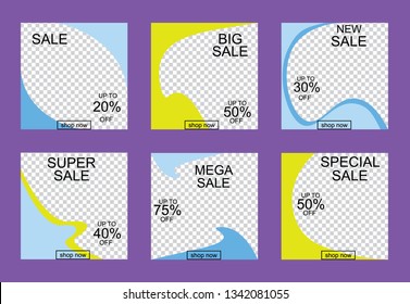 Set media banners with discount offer. Shopping background, label for business promotion. Can be used for website and mobile website banners, web design, posters, email and newsletter designs.