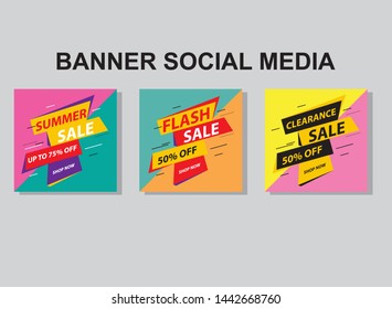 Set media banners with discount offer. Shopping background, label for business promotion. Can be used for website and mobile website banners, web design, posters, email and newsletter designs