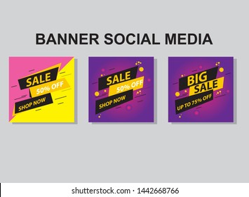 Set media banners with discount offer. Shopping background, label for business promotion. Can be used for website and mobile website banners, web design, posters, email and newsletter designs