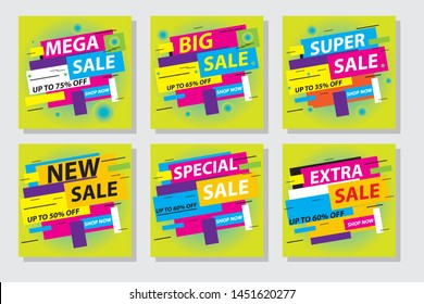 Set media banners with discount offer. Shopping background, label for business promotion. Can be used for website and mobile website banners, web design, posters, email and newsletter designs.
