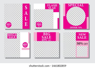 Set media banners with discount offer. Shopping background, label for business promotion. Can be used for website and mobile website banners, web design, posters, email and newsletter designs