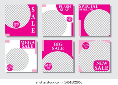 Set media banners with discount offer. Shopping background, label for business promotion. Can be used for website and mobile website banners, web design, posters, email and newsletter designs