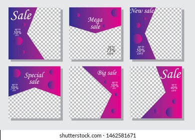 Set media banners with discount offer. Shopping background, label for business promotion. Can be used for website and mobile website banners, web design, posters, email and newsletter designs.