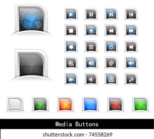 Set of media buttons. Vector.