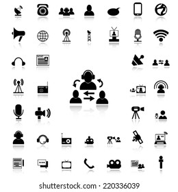 Set of Media & Communication black icons and silhouettes