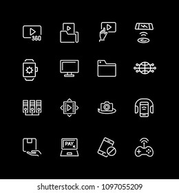 Set of media content, storage line icons