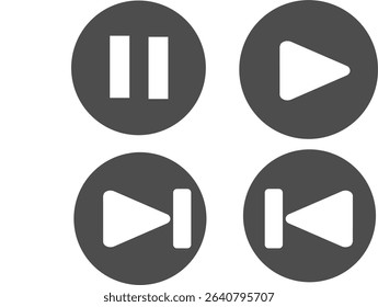 Set of media control icons – play, pause, stop, rewind, forward, repeat.
