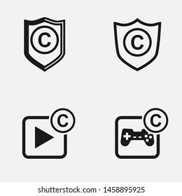 Set of media copyright protection symbols vector icon.