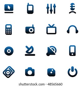 Set of media devices' icons. Vector illustration.