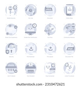Set of Media Files Flat Rounded Icons

