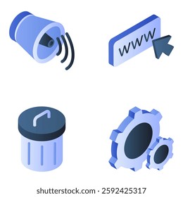 Set of Media Flat Isometric Icons

