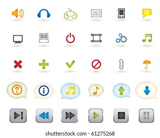 set of media graphics icons