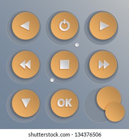 Set of media icon buttons. Vector illustration.