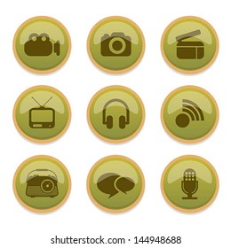 set of media icon, vector