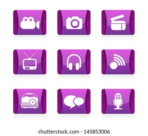 set of media icon, vector 