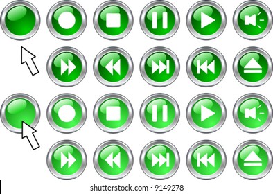 Conjunto de iconos de medios.  Ilustración vectorial.