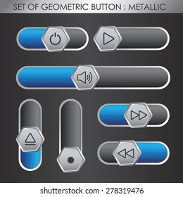 SET OF MEDIA PLAYER BUTTON, HEXAGON