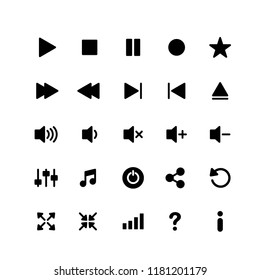 Set of media player button icons. Play and pause buttons, video audio player, player button set icon symbol, play and pause vector button. Vector illustration.