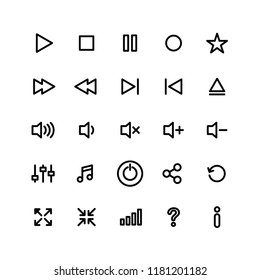 Set of media player button icons. Play and pause buttons, video audio player, player button set icon symbol, play and pause vector button. Vector illustration.