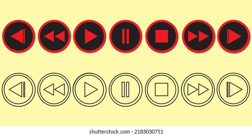 Juego de iconos de botón del reproductor de medios Icono del vector Ilustración del vector