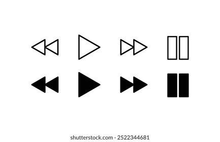 Conjunto de iconos de Botón de reproductor de medios. Reproducir y pausar Botón Video, reproductor de audio, reproductor de Botones, reproducir y pausar el Botón de Vectores. Vector