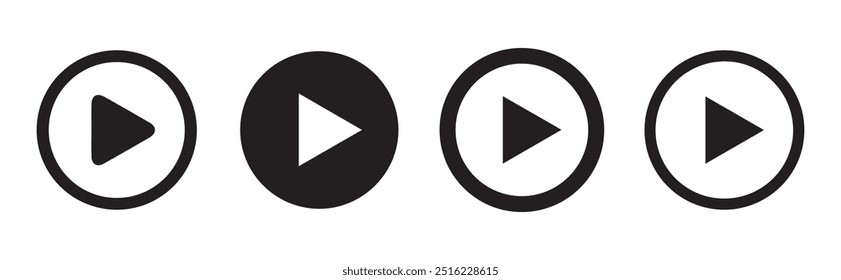 Set of media player button icons.Play and pause buttons,Arrows,video audio player,player button set icon symbol.Vector Illustration 