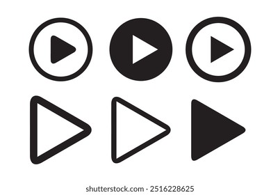 Set of media player button icons.Play and pause buttons,Arrows,video audio player,player button set icon symbol.Vector Illustration 