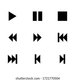 Set Of Media Player Button Vectors. Play, Stop, Pause, Next, Right.