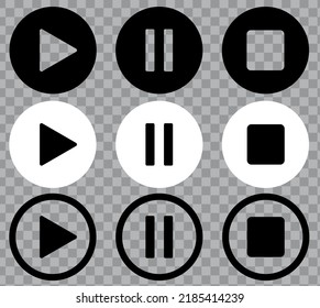 Set of media player button vectors. play, stop, pause, next, right.