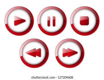 Set of media player buttons