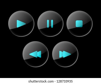 Set of media player buttons