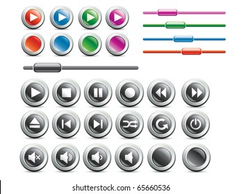 Set Of Media Player Buttons