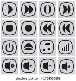 Set of media player buttons. Vector design.
