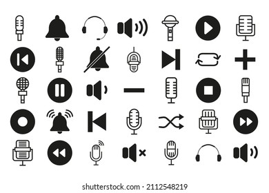 Set of media player buttons . Vector Illustration
