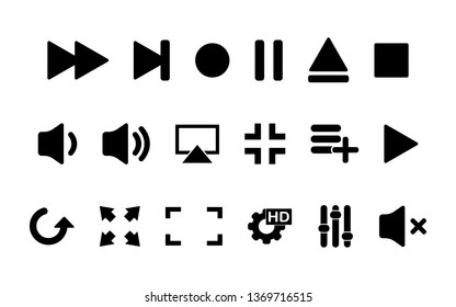 Set Media Player Icon. Multimedia. Player icon Isolated. Vector Illustration