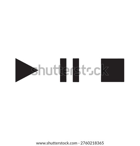 set of media player icons. play, pause and stop icons