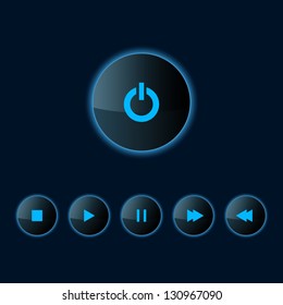 Set of Media player icons. Vector illustration.