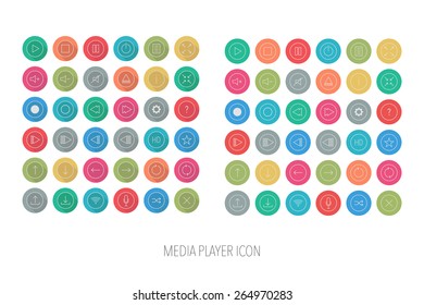 Set of media player icon,Vector EPS10.