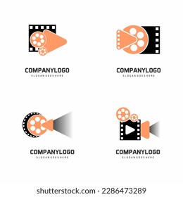 set of media player logo vector icon