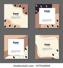 Set of media post nature style in square banner template for website and social media post.