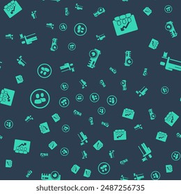 Set Media projector, Project team base,  and Team leader on seamless pattern. Vector