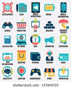 Set of media service flat icons - part 2 - vector icons