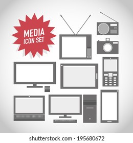 Set of media technology icons