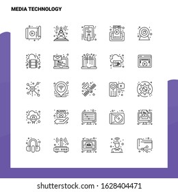 Set of Media Technology Line Icon set 25 Icons. Vector Minimalism Style Design Black Icons Set. Linear pictogram pack.