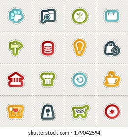Set of media vector internet icon collection in stylish color of web design logo objects, business, office and marketing items for network and mobile devices.
