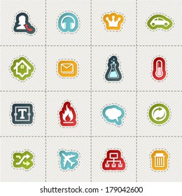 Set of media vector internet icon collection in stylish colors of web design logo objects, business, office and marketing items for network and mobile devices.