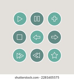 Set of Media and Web icons in line style. Vector illustration. UI UX interface icons. User, profile, message, document file, social media, button, home, chat, arrow, collection.