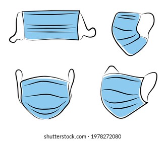 Set of mediacal face mask vector illustration