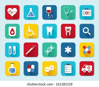 Set Medical 3D Icons, Flat UI Design Trend, Vector Illustration Of Web Design Elements. 